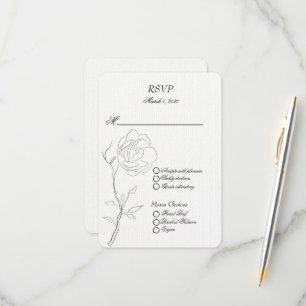 Eenvoudige zwart-witte jasmijn steel RSVP kaartje