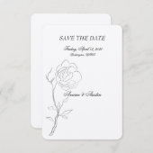 Eenvoudige zwart-witte jasmijn steel save the date (Voorkant / Achterkant)