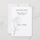Eenvoudige zwart-witte jasmijn steel save the date (Voorkant)