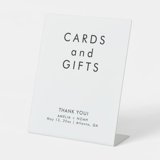 Eenvoudige zwart-witte Kaarten geschenken bruiloft Reclamebord Met Voetstuk (Voorkant)