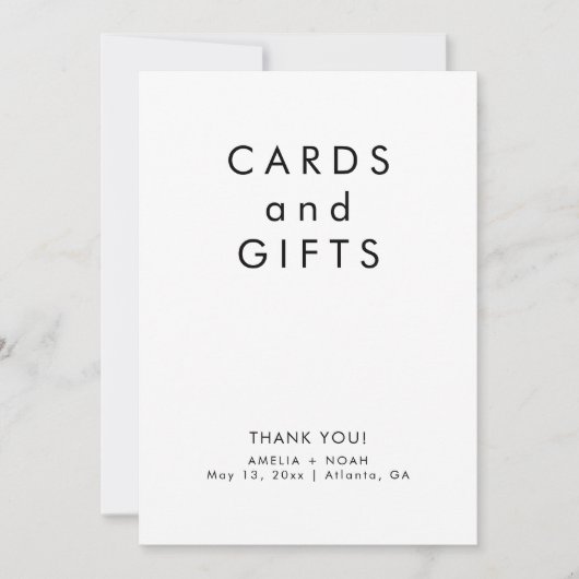 Eenvoudige zwart-witte Kaarten geschenken trouwtek (Voorkant)