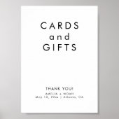 Eenvoudige zwart-witte Kaarten geschenken trouwtek Poster (Voorkant)