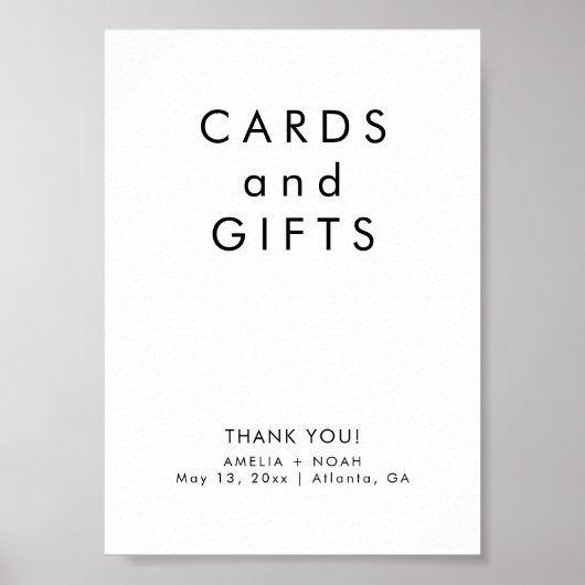 Eenvoudige zwart-witte Kaarten geschenken trouwtek Poster (Voorkant)