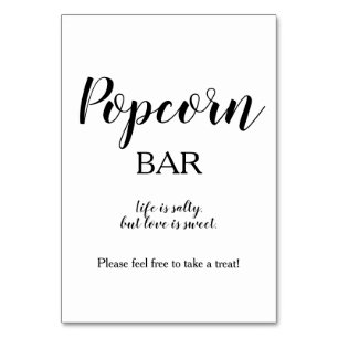Eenvoudige zwart witte kalligrafie Popcorn Bar Kaart