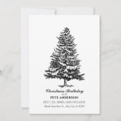 Eenvoudige zwart-witte kerstboom verjaardag kaart (Voorkant)