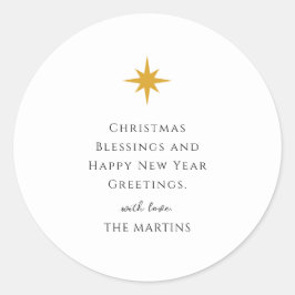 Eenvoudige zwart-witte kerstster gepersonaliseerd ronde sticker