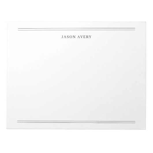 Eenvoudige Zwart Witte Klassieke Dubbele Lijnen Br Notitieblok (Voorkant)