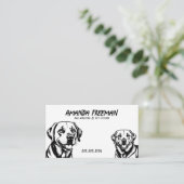 Eenvoudige zwart-witte Labrador Art Dog Walking Visitekaartje (Staand voorkant)