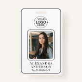 Eenvoudige zwart-witte Logo-fotoidentificatie Badge (Voorkant)