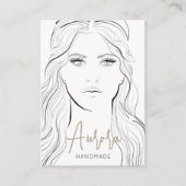 Eenvoudige Zwart Witte Meisje Tekening Sieraden Di Visitekaartje (Voorkant)