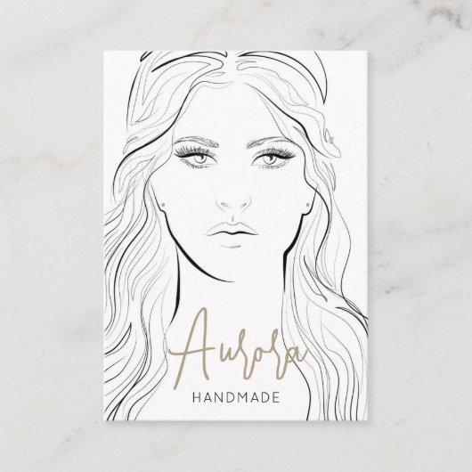 Eenvoudige Zwart Witte Meisje Tekening Sieraden Di Visitekaartje (Voorkant)
