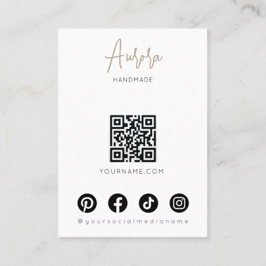 Eenvoudige Zwart Witte Meisje Tekening Sieraden Di Visitekaartje (Achterkant)