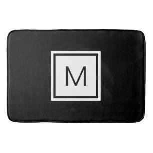 Eenvoudige zwart-witte monogrammen badmat