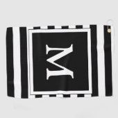 Eenvoudige zwart-witte monogrammen golfhanddoek (Horizontaal)
