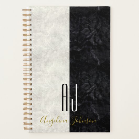 Eenvoudige zwart-witte monogrammen planner (Voorkant)