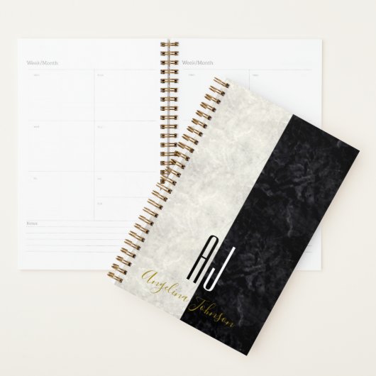 Eenvoudige zwart-witte monogrammen planner (Display)
