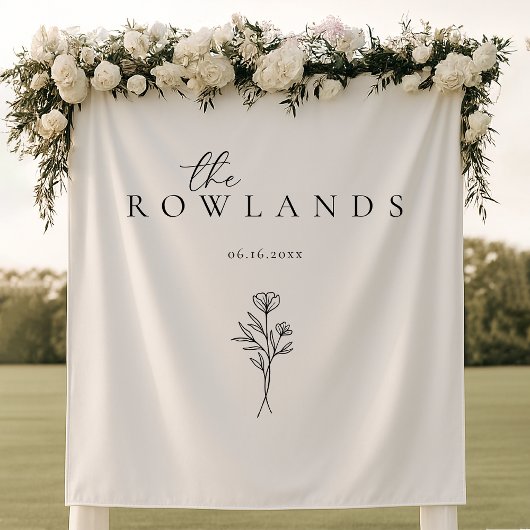 Eenvoudige zwart-witte naam voor Sweetheart Table Wandkleed