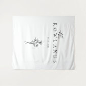 Eenvoudige zwart-witte naam voor Sweetheart Table Wandkleed (Voorkant (horizontaal))