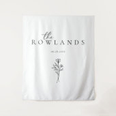 Eenvoudige zwart-witte naam voor Sweetheart Table Wandkleed (Voorkant)