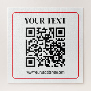 Eenvoudige zwart-witte QR-code met rode rand Legpuzzel