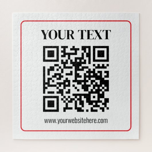 Eenvoudige zwart-witte QR-code met rode rand Legpuzzel (Verticaal)