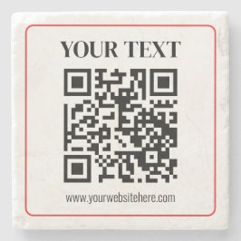 Eenvoudige zwart-witte QR-code met rode rand Stenen Onderzetter