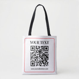 Eenvoudige zwart-witte QR-code met rode rand Tote Bag