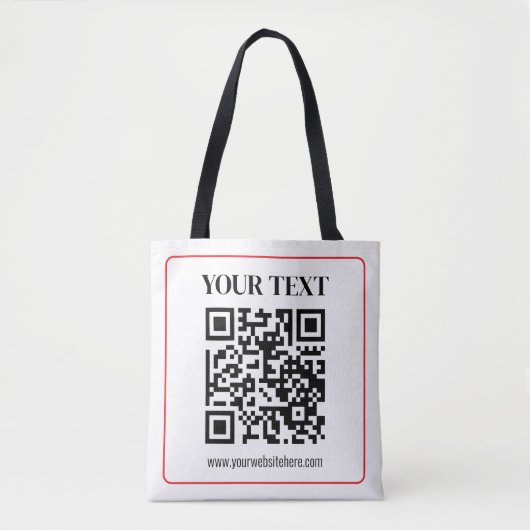 Eenvoudige zwart-witte QR-code met rode rand Tote Bag (Voorkant)
