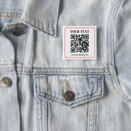 Eenvoudige zwart-witte QR-code met rode rand Vierkante Button 5,1 Cm