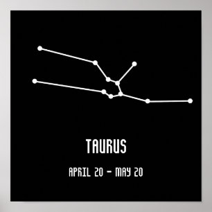 Eenvoudige zwart-witte Stier Constellatie Poster