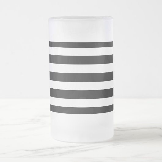 Eenvoudige zwart-witte strepen | matglas bierpul (Center)