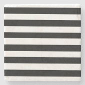 Eenvoudige zwart-witte strepen | stenen onderzetter (Voorkant)