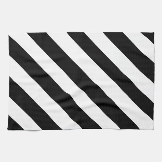 Eenvoudige zwart-witte strepen | theedoek (Horizontaal)