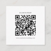 Eenvoudige Zwart Witte Tekst QR Code RSVP Informatiekaartje (Achterkant)
