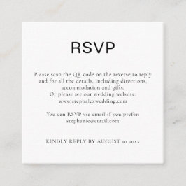Eenvoudige Zwart Witte Tekst QR Code RSVP Informatiekaartje