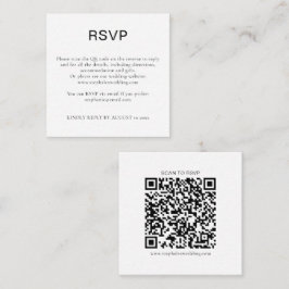 Eenvoudige Zwart Witte Tekst QR Code RSVP Informatiekaartje