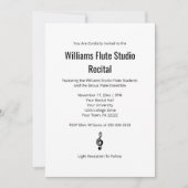 Eenvoudige zwart witte Treble Clef Flute Muziek Ov Kaart (Voorkant)