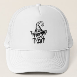 Eenvoudige zwart-witte Trick or treat Trucker Pet