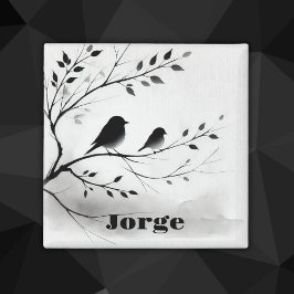 Eenvoudige zwart-witte vogels die in bomen zitten magneet