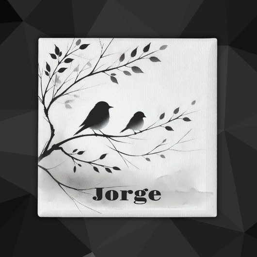 Eenvoudige zwart-witte vogels die in bomen zitten  magneet