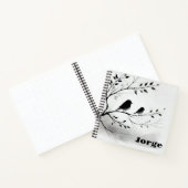 Eenvoudige zwart-witte vogels die in bomen zitten notitieboek (Binnen)