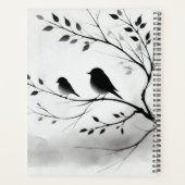 Eenvoudige zwart-witte vogels die in bomen zitten planner (Achterkant)