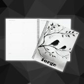 Eenvoudige zwart-witte vogels die in bomen zitten  planner