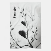 Eenvoudige zwart-witte vogels die in bomen zitten  theedoek (Verticaal)