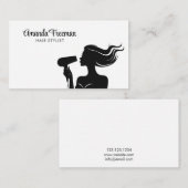 Eenvoudige zwart-witte vrouw kapper visitekaartje (Voorkant / Achterkant)