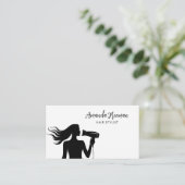 Eenvoudige zwart-witte vrouw silhouet kapper visitekaartje (Staand voorkant)