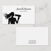 Eenvoudige zwart-witte vrouw silhouet kapper visitekaartje (Voorkant / Achterkant)