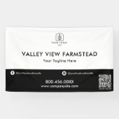Eenvoudige Zwart Witte Zakelijk Logo QR Code Zakel Spandoek (Horizontaal)