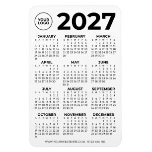Eenvoudige Zwarte 2027 Agenda Zakelijk Logo Magneet