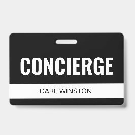 Eenvoudige zwarte aangepaste hotelconciërge-werkne badge